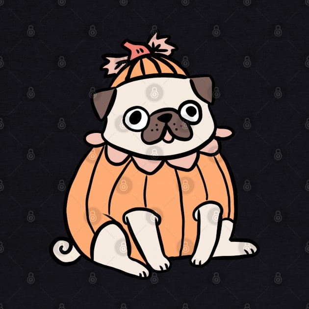 Cute little halloween pumpkin pug by Yarafantasyart